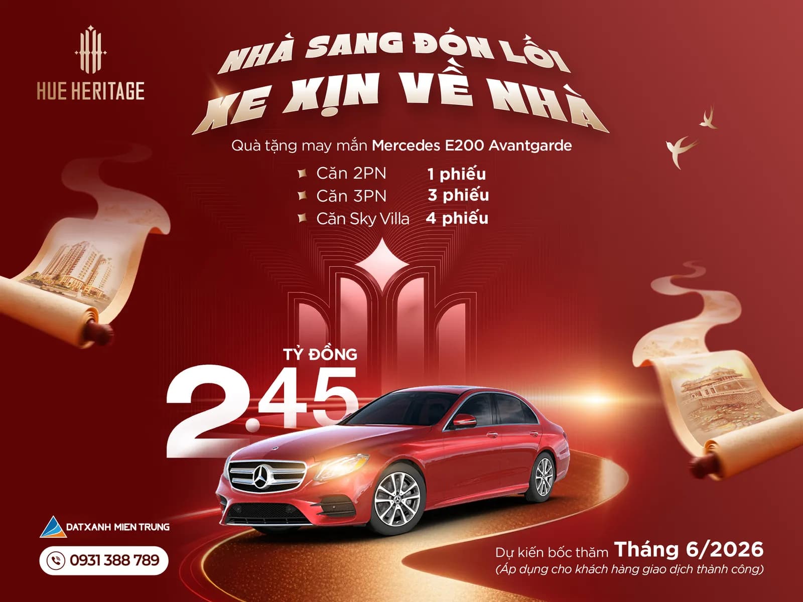 Hue Heritage sắp tặng xe Mercedes-Benz trị giá gần 2,45 tỷ đồng tri ân khách hàng